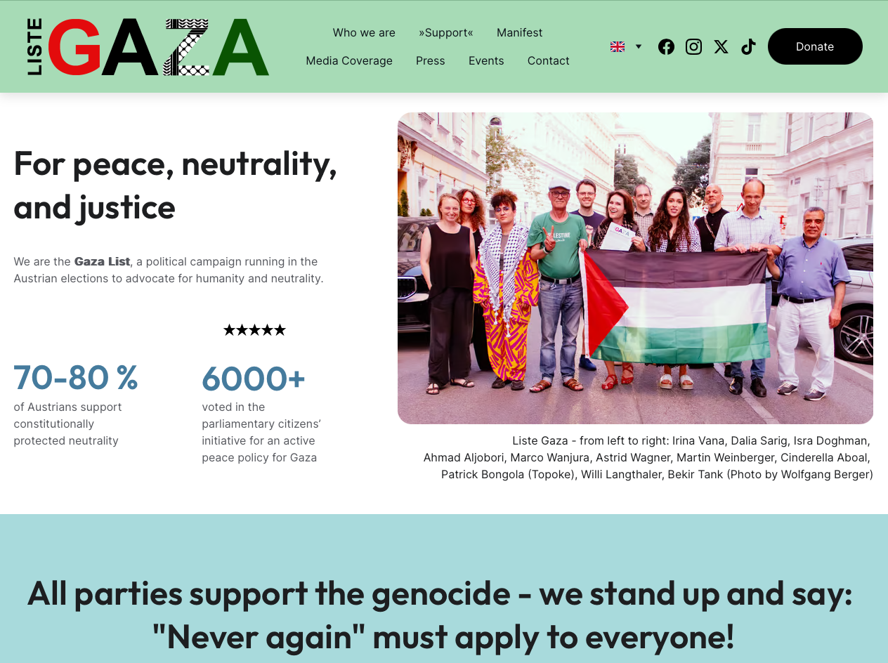 For peace, neutrality, and justice — we are the Gaza List, a political campaign running in the Austrian elections to advocate for humanity and neutrality…